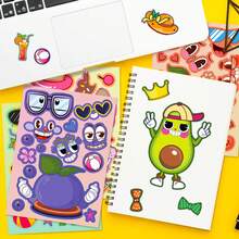 6 張製作臉部貼紙,製作自己的水果貼紙,適合 Diy 筆記型電腦水瓶禮品包裝,適合女孩學生青少年的拼圖貼紙 - 彩色 - 查看 8