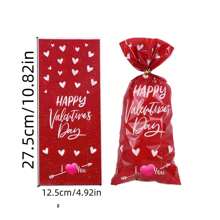 25入/50入組情人節圖案塑料袋，蘊含愛的主題派對糖果包裝用品婚禮禮品袋 - 02 - 查看 2
