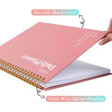 BUBU 1pc Daily Planner To Do List Task Checklist Notebook,Undated Spiral Notebook With Goals,Important Time, Notes.Perfect For Home, School Or Office - Pink - View 3