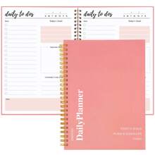 BUBU 1pc Daily Planner To Do List Task Checklist Notebook,Undated Spiral Notebook With Goals,Important Time, Notes.Perfect For Home, School Or Office - Pink - View 7
