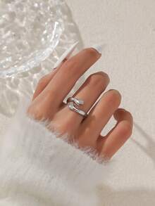 1pc Fashionable Simple Hug Of Love Open Ring, Adjustable Women's Jewelry Gift - Multicolor - View 2