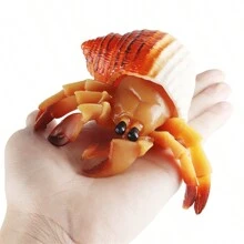 海洋動物玩具寄居蟹tpr無味拉伸玩具,漂浮且具彈性的橡膠海洋動物,兒童蛋糕裝飾或沐浴玩具 - 橘色 - 查看 4
