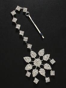 1 件水晶花朵设计头饰链吊坠 - 銀色 - 查看 3