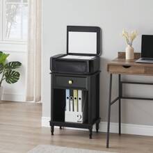 Hodeffior Bedside table, side table with drawer, bedside table open compartment, coffee table, nightstand, nightstand, nightstand, telephone table, bedside tables, night console, storage table for bedroom, living room, black and gold