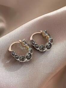 1 對橢圓形雙面水晶吊墜耳環,別緻簡約精緻華麗女士珠寶 - 彩色 - 查看 8