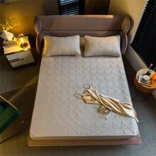 1入組床墊保護套，加厚床罩套，純色簡約風床罩，通用於各季節使用的鋪縫式床單 - 彩色 - 查看 5