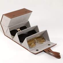 1入組5/6插槽太陽眼鏡收納盒眼鏡架可折疊旅行箱,適用於多個眼鏡懸掛,推薦作為禮物的理想選擇 - 卡其色 - 查看 1