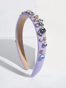 1pc Fashionable Gorgeous Headband For Women With Thin Band And Multiple Gemstones - Purple - View 2