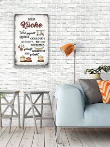 1pc German Text Retro Tin Sign Kitchen With Saying Kitchen Rules,Vintage Metal Wall Sign Kitchen Decoration As A Gift And Decoration 8x12Inch,Retro Wall Art Metal Plaque Vintage Signs - Multicolor - View 3