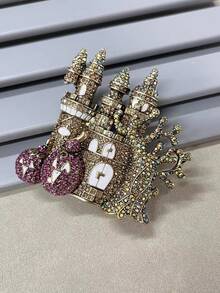 1個復古多彩水晶城堡胸針,女裝精品飾品 - 彩色 - 查看 3