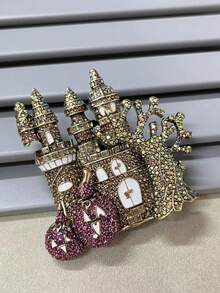 1個復古多彩水晶城堡胸針,女裝精品飾品 - 彩色 - 查看 5