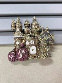 1個復古多彩水晶城堡胸針,女裝精品飾品 - 彩色 - 查看 1