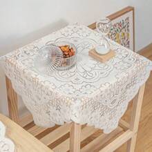 1 Square Coffee Table Cover Cloth Ins Style Lace Tablecloth Square Atmosphere Rectangular Table Mat Round TV Cabinet Bedside Table - White - View 1