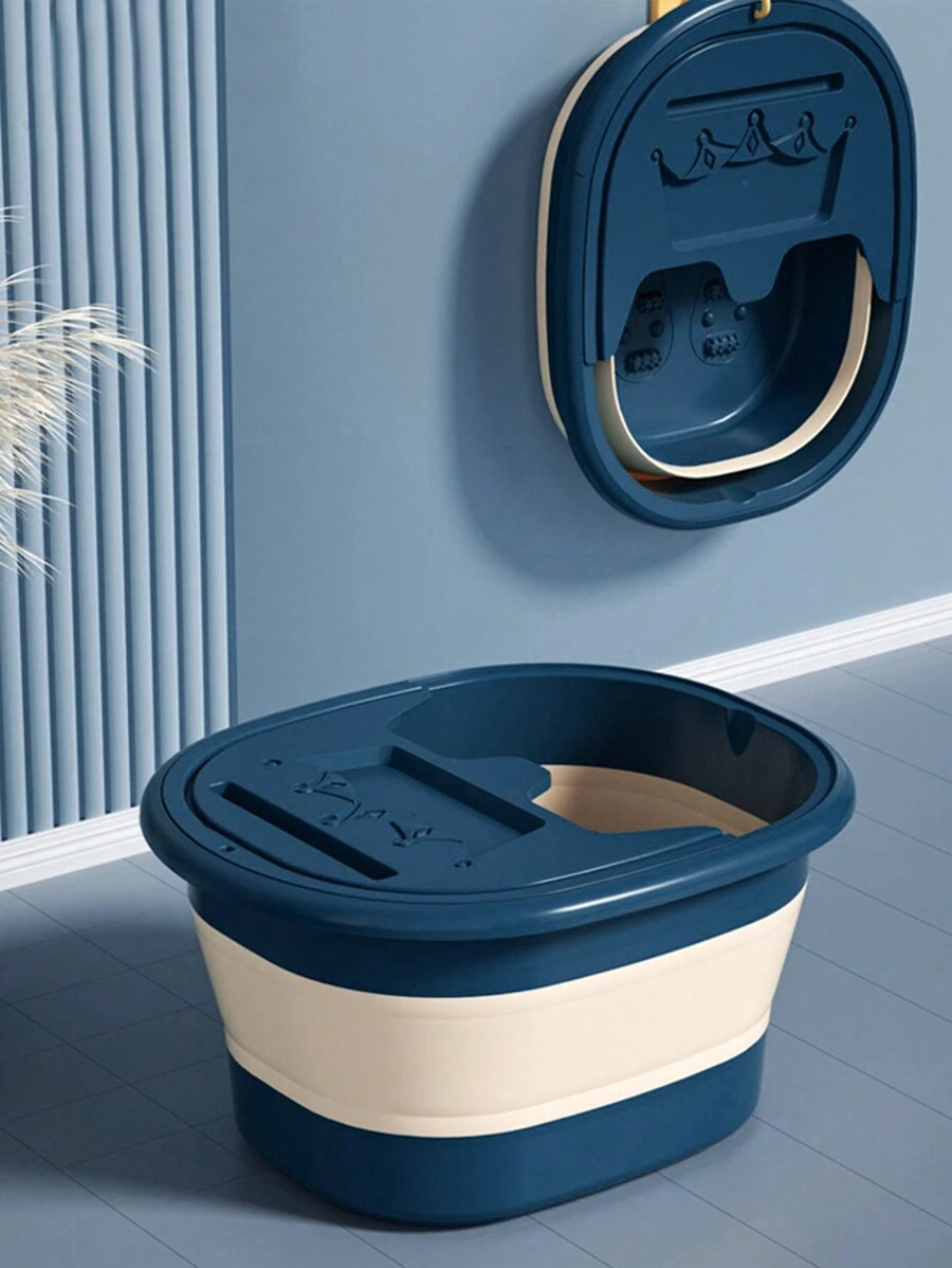 1pc Foldable Foot Soaking Tub With Massage Function, Household Laundry Tub, Children Foot Bathing Tub, Portable Foot Spa Bucket - Multicolor - View 1