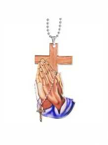 Jesus Cross Prayer Hand Pendant, Christian Cross Car Interior Rearview Mirror Pendant Car Pendant, Home Wall Decoration, Car Keychain Accessories - Blue - View 5