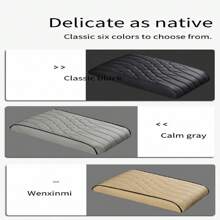 1pc Napa Leather Embroidery Breathable & Comfortable Car Armrest Pad, Universal For All Seasons - Green - View 5