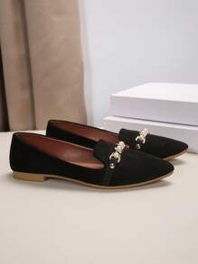 2024热卖！女士纯色舒适平底鞋，日常轻便低帮便鞋，简约低帮芭蕾鞋 - 黑色 - 查看 6