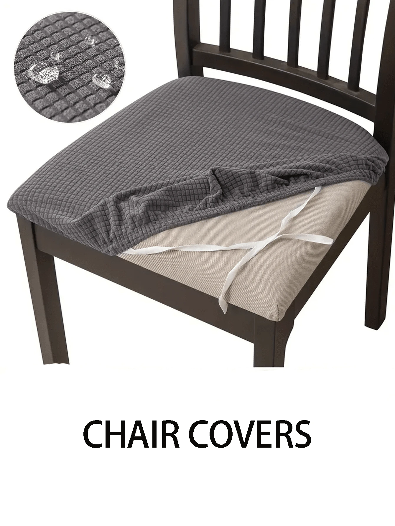 1入組防水提花餐椅套帶扣-保護您的椅子不受溢出物和污漬的影響-適用於家庭、咖啡廳、酒吧、餐廳和旅館 - 灰色 - 查看 1
