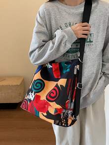 Fashion Color Block Barrel Bag, Multifunctional Backpack, Crossbody And Shoulder Bag - Red - View 2