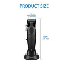 Kemei Km-2296專業型理髮器男士電動修剪器usb充電式帶充電底座除毛機黑色有原裝盒裝 - 黑色 - 查看 4