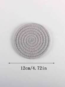 1個4.8英寸/12厘米杯墊,螺紋編織圓形保溫墊,吸水保溫耐熱飲料杯墊 - 灰色 - 查看 2