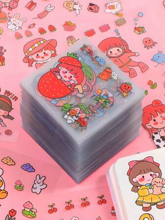 200 張可愛卡通貼紙,防水透明卡哇伊貼紙,適用於水瓶、筆記本、筆記型電腦、剪貼簿、日記和其他文具等光滑表面。適合作為送給十幾歲女孩和男孩的禮物。