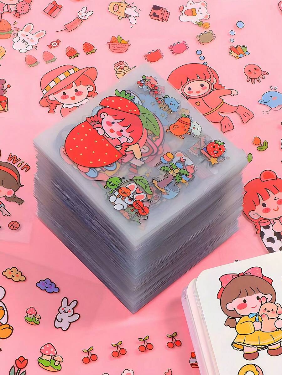 200张可爱卡通贴纸，防水透明，适用于水瓶、笔记本、电脑、剪贴簿、日记本等光滑表面及其他文具。适合作为青少年男女的礼物。剪贴簿用品，趣味贴纸，笔记本电脑贴纸，Kindle手机贴纸。