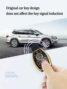 高階時尚黑金編織線通用鑰匙圈+汽車防摔黑金鑰匙殼+專為賓士c智慧3鍵/賓士gla200/g300/g350/gle320/賓士gl/設計ml / V 級 / Viano / Vito / 相容 - 黑色 - 查看 4