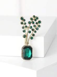 1pc Fashionable Rhinestone Flower Pot Shaped Brooch Suitable For Women's Daily Wear - Flower - View 7