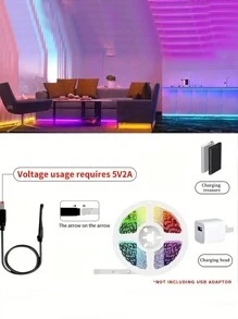 0.5m/1m Rgb Led Strip Light, 16 Colors, Waterproof, Neon Decorative Strip Light, Suitable For Hotel, Room And Dance Hall Decoration, Powered By Usb - Multicolor - View 5