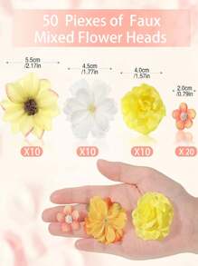 50pcs Orange Artificial Flower Material Pack Gifts Birthday Graduation - Orange - View 7