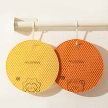 1個簡約矽膠耐熱杯墊,防滑餐桌墊,適用於廚房、客廳、辦公室 - 橘色 - 查看 6