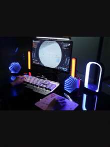 1入組桌面rgb遊戲燈,遙控器,聲音感應和音樂功能 - 黑色 - 查看 8