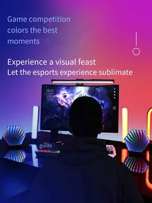 1入組桌面rgb遊戲燈,遙控器,聲音感應和音樂功能 - 黑色 - 查看 9