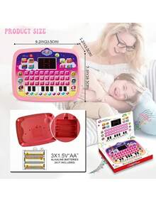 Children's Tablet/Learning Pad With Led Screen For Teaching Alphabet, Numbers, Words, Music, Math, Early Development Interactive Electronic Education Toy, Birthday Gift For Boys And Girls (Battery Not Included) - Pink - View 4