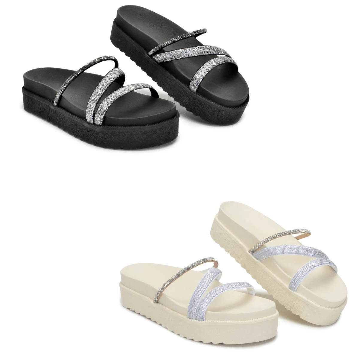 Women Flat Sandals - 米色 - 查看 1