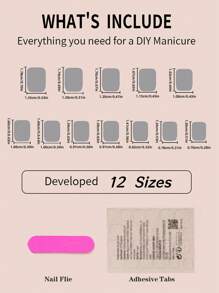 Upgrade Your Look With 24pcs Short Square French Style Full Cover Fake Nail Set Press On Nails Nail Supplies - Multicolor - View 4