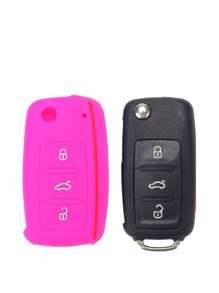 1 Piece Rose Red Car Key Silicone Protective Cover Anti-Fall Suitable For Bora Polo Tiguan Jetta Passat B5 B6 B7 Golf