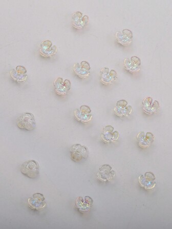 50顆樹脂三瓣貝殼花形串珠,帶孔,適用於diy手工珠寶飾品、髮飾材料,6mm