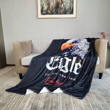 1入軟暖法蘭絨毛毯,適用於休閒時光、午睡、辦公室休息等,印有美洲鷹圖案,適用於送給孩子、青少年和情人節等為禮物 - 彩色 - 查看 2