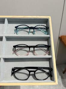 3 件套男女通用椭圆形复古超轻平面镜片眼镜，多种颜色可选 - 彩色 - 查看 8