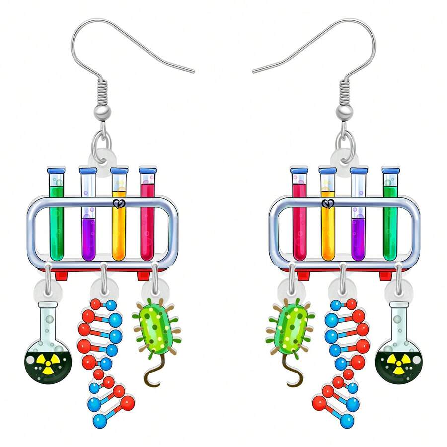 新奇的返校禮物,亞克力顯微鏡化學實驗套裝掛墜耳環珠寶,適用於女性女孩 - 彩色的 - 查看 1
