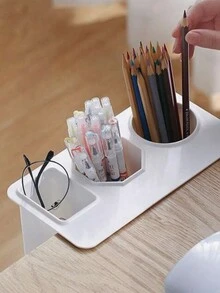 1pc Adhesive Desk Organizer Pen Holder For Stationery, Makeup Brushes And Other Small Items - Multicolor - View 1