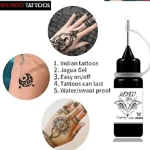 Tinta de tatuaje temporal 3pz de 10ml Tinta de tatuaje temporal a prueba de agua de larga duración Herramienta de tatuaje temporal de gel de pigmento de tatuaje BEAUTY-LEODY - Negro - Ver 4