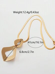 1pc Personalized & Fashionable Minimalist Design Stainless Steel Metal Hollow Out Geometric Pendant Decoration Necklace Suitable For Women's Daily Wear And Festive Gift - Gold - View 4