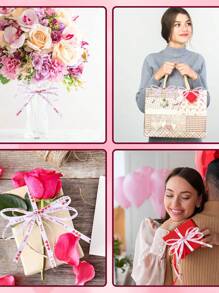 1卷/100碼紅色心形緞帶,適用於情人節禮品包裝,節日氣球,裝飾,diy婚禮,生日,花卉裝飾,蛋糕包裝,手工裹帶緞帶 - 彩色 - 查看 7