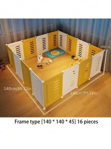Pet Fence - Indoor Dog Enclosure, Barrier, Divider And Playpen For Small Dogs, With Lockable Gate - Yellow - View 10