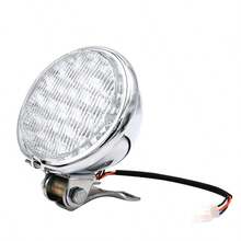 Motorcycle Led Retro Round Headlight Modified Circular High Low Beam Headlamp For Cg/Gn125 - Electroplated Yellow Glass - View 4