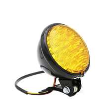 Motorcycle Led Retro Round Headlight Modified Circular High Low Beam Headlamp For Cg/Gn125 - Electroplated Yellow Glass - View 5