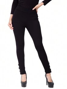 Leggins Strech Termicos Licras de Vestir Afelpadas Mallones Skinny Formales - Negro - Ver 2
